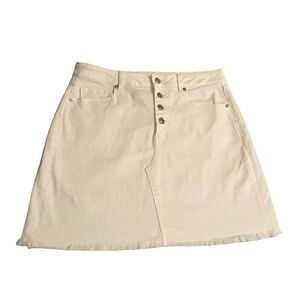 Ann Taylor Denim Jean Skirt White Mini Pockets Size 10